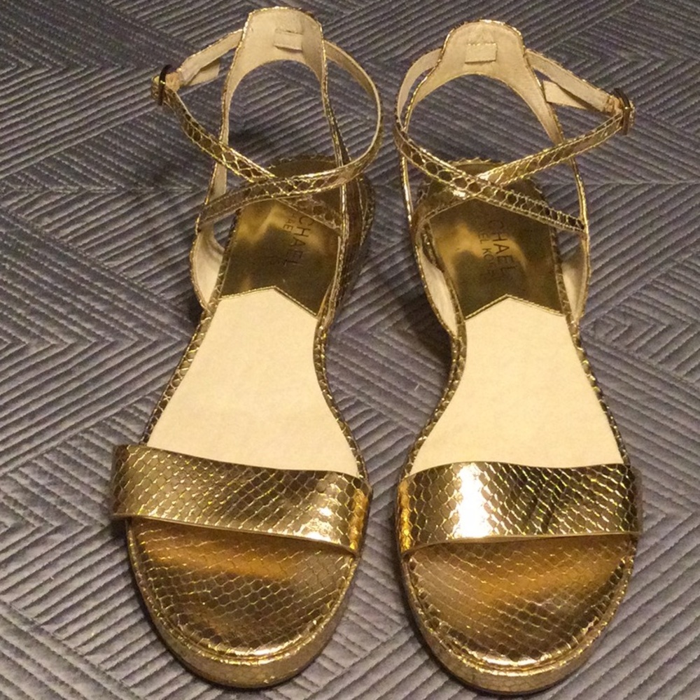 Michel Kors size 8 gold sandals for women